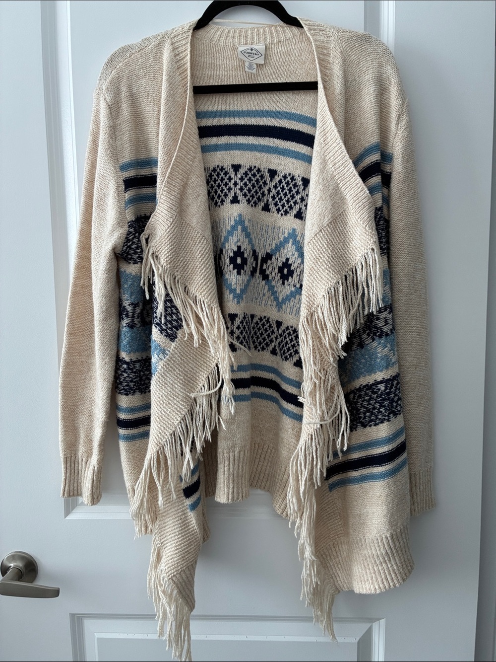 St John’s Bay Size XXL Open Waterfall Tribal Knit Cozy Fringe Cardigan